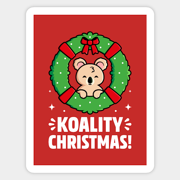 Hope You Have a Koality Christmas - Cute Koala Pun Sticker by Gudland